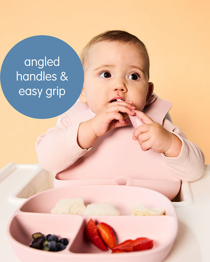 b.box Toddler Cutlery Set Spoon and Fork-Easy Grip Handle-BPA Free-Ocean Blue-Set of 2