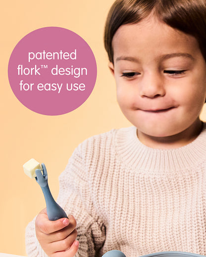 b.box Toddler Cutlery Set Spoon and Fork-Easy Grip Handle-BPA Free-Ocean Blue-Set of 2
