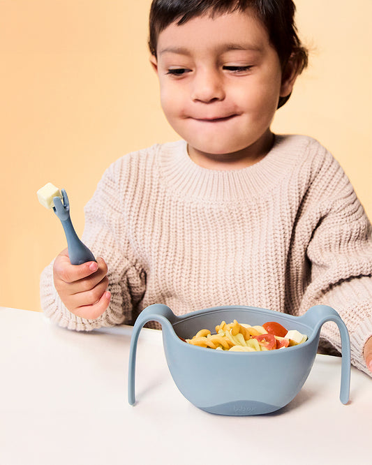 b.box Toddler Cutlery Set Spoon and Fork-Easy Grip Handle-BPA Free-Ocean Blue-Set of 2