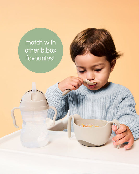 b.box Suction Meal Set-Plate & Toddler Cutlery Combo-Pack of 3-Sage Green