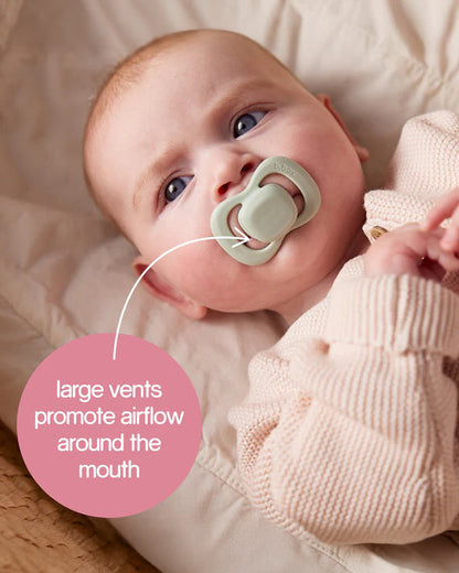 b.box Pacifier Intuitive Symmetrical Silicone Teat-Pack of 2-Sage & Vanilla