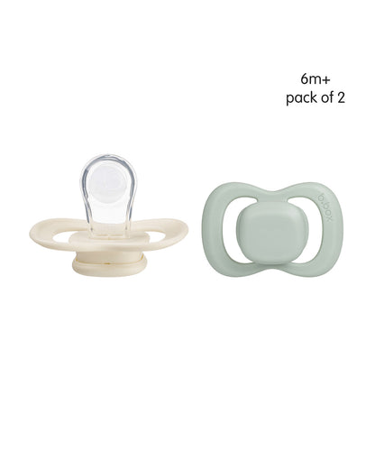 b.box Pacifier Intuitive Symmetrical Silicone Teat-Pack of 2-Sage & Vanilla