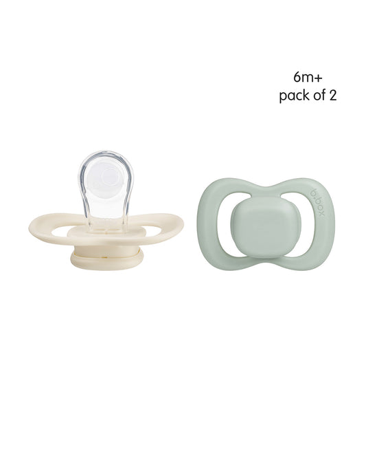 b.box Pacifier Intuitive Symmetrical Silicone Teat-Pack of 2-Sage & Vanilla