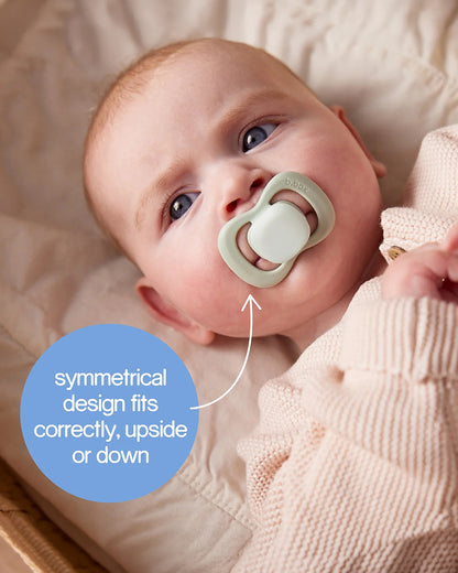 b.box Pacifier Intuitive Symmetrical Silicone Teat-Pack of 2-Sage & Vanilla