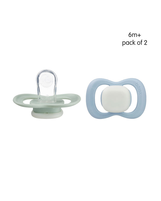 b.box Glow Pacifier Ergonomic Teat & Shield Design-Pack of 2-Sky & Sage