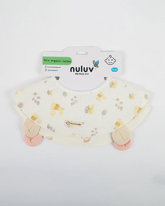 nuluv 100% Cotton Baby Bib-Pack of 2-Snap Button-Multicolor-0 to 24M