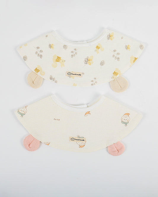 nuluv 100% Cotton Baby Bib-Pack of 2-Snap Button-Multicolor-0 to 24M