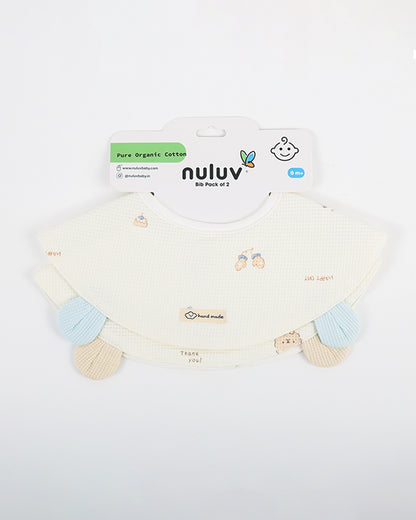 nuluv 100% Cotton Baby Bib-Pack of 2-Snap Button-Multicolor-0 to 24M