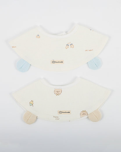 nuluv 100% Cotton Baby Bib-Pack of 2-Snap Button-Multicolor-0 to 24M