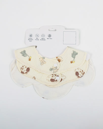 nuluv 100% Cotton Muslin Baby Bib-Pack of 2-Snap Button-Multicolor-0 to 24M