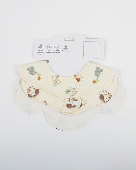 nuluv 100% Cotton Muslin Baby Bib-Pack of 2-Snap Button-Multicolor-0 to 24M