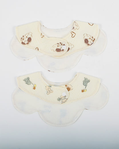 nuluv 100% Cotton Muslin Baby Bib-Pack of 2-Snap Button-Multicolor-0 to 24M