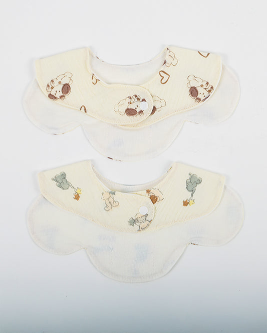 nuluv 100% Cotton Muslin Baby Bib-Pack of 2-Snap Button-Multicolor-0 to 24M