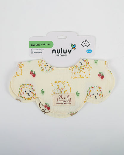 nuluv 100% Cotton Muslin Baby Bib-Pack of 2-Snap Button-Multicolor-0 to 24M