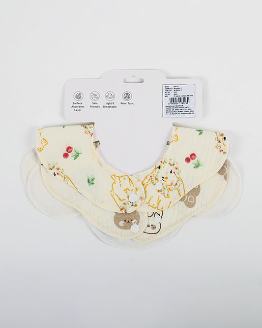 nuluv 100% Cotton Muslin Baby Bib-Pack of 2-Snap Button-Multicolor-0 to 24M