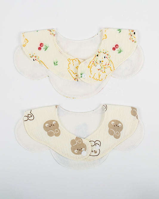 nuluv 100% Cotton Muslin Baby Bib-Pack of 2-Snap Button-Multicolor-0 to 24M