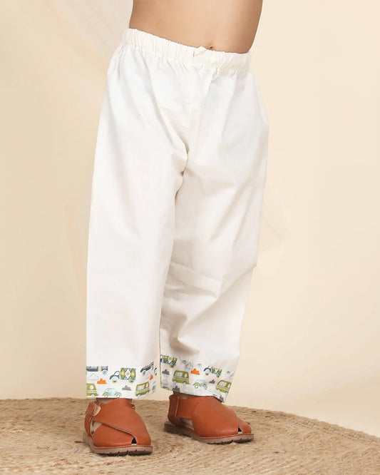 Polka Tots Multicolor Kurta Pajama Set-Vehicle Print-Cotton-For Infants