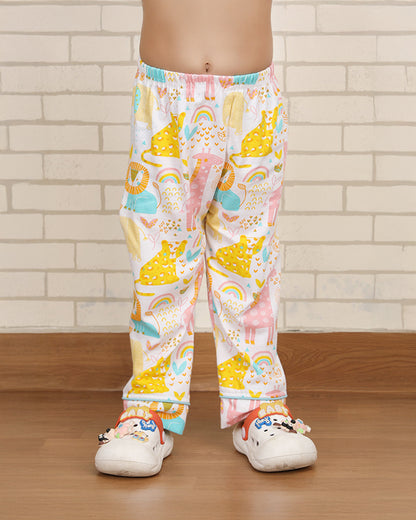 Polka Tots Multicolor Nightsuit-Animal Print-Cotton-For Infants