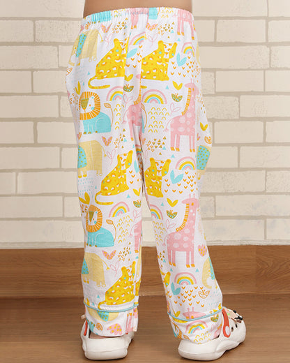 Polka Tots Multicolor Nightsuit-Animal Print-Cotton-For Infants