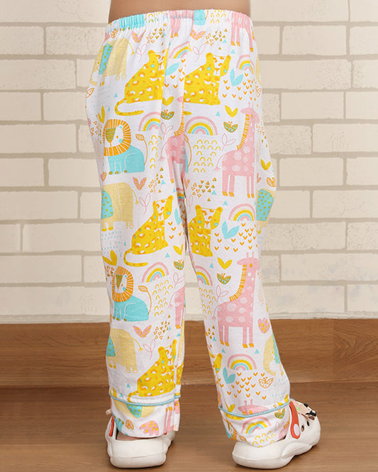 Polka Tots Multicolor Nightsuit-Animal Print-Cotton-For Infants