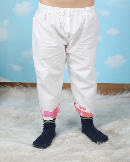 Polka Tots Peach Nightsuit-Geometric Print-Cotton-For Infants