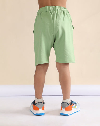 Polka Tots Yellow & Green T-shirt & Shorts Set-Alligator Print-Cotton-For Infants