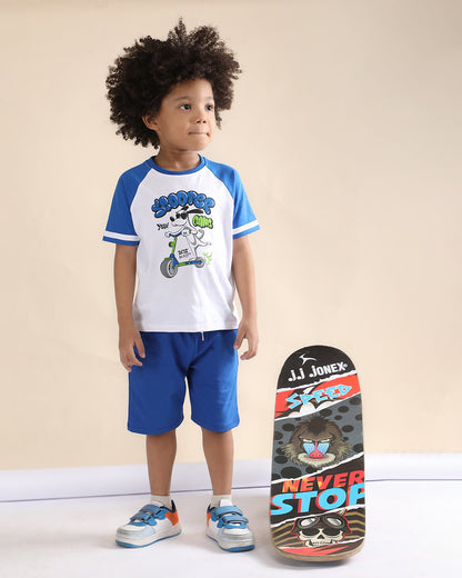 Polka Tots Blue T-shirt & Shorts Set-Scooter Gang-Cotton-For Infants