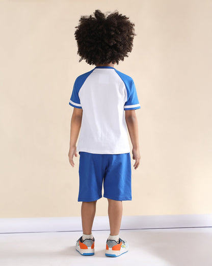 Polka Tots Blue T-shirt & Shorts Set-Scooter Gang-Cotton-For Infants
