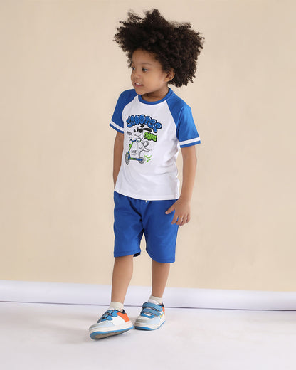 Polka Tots Blue T-shirt & Shorts Set-Scooter Gang-Cotton-For Infants