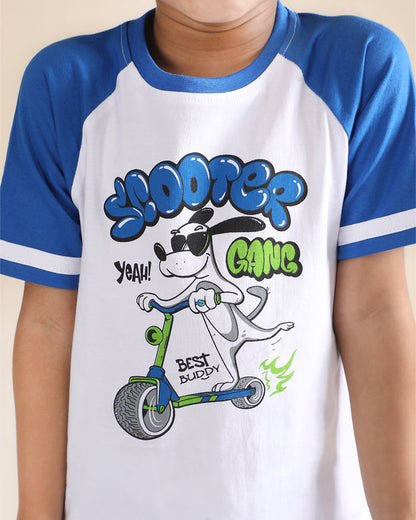 Polka Tots Blue T-shirt & Shorts Set-Scooter Gang-Cotton-For Infants