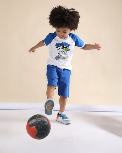 Polka Tots Blue T-shirt & Shorts Set-Scooter Gang-Cotton-For Infants
