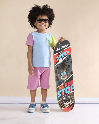 Polka Tots Multicolor T-shirt & Shorts Set-Colorblock-Cotton-For Infants