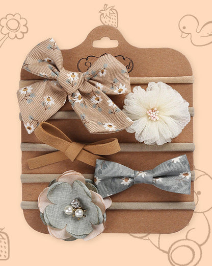 Polka Tots Multicolor Headband Set-Floral-Cotton-Pack of 5-For Infants