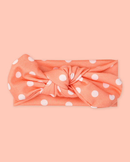 Polka Tots Orange & White Headband Set-Printed-Cotton-Pack of 3-For Infants