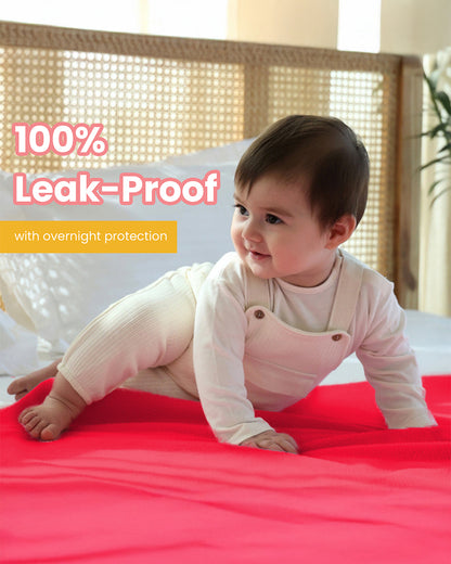nuluv Mattress Protector-Ultra-Absorbent & Wrinkle free-100% Leak-Proof with Overnight Protection-Red-For Infants