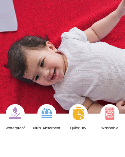 nuluv Mattress Protector-Ultra-Absorbent & Wrinkle free-100% Leak-Proof with Overnight Protection-Red-For Infants
