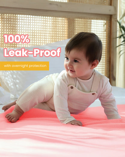 nuluv Mattress Protector-Ultra-Absorbent & Wrinkle free-100% Leak-Proof with Overnight Protection-Peach-For Infants