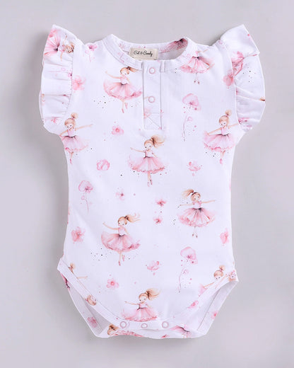 Cot & Candy Baby Pink Frill Bodysuit-Ballerina-Organic Cotton-For Infants