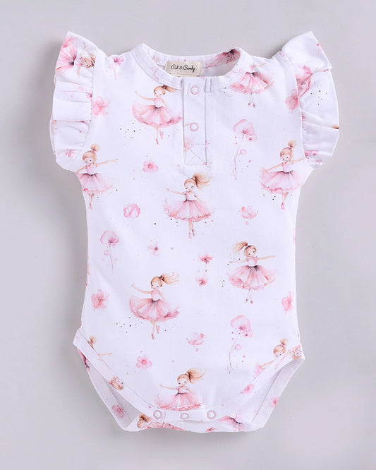 Cot & Candy Baby Pink Frill Bodysuit-Ballerina-Organic Cotton-For Infants