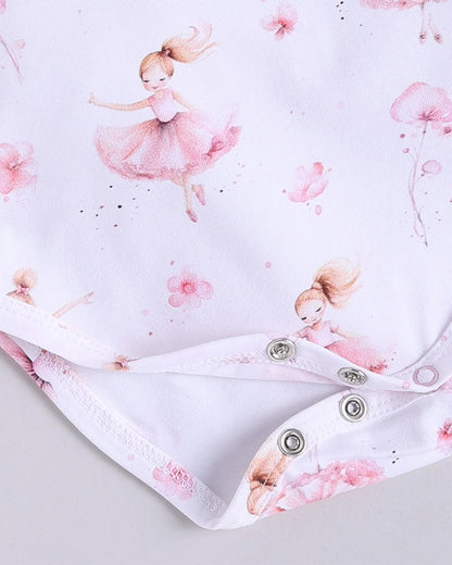 Cot & Candy Baby Pink Frill Bodysuit-Ballerina-Organic Cotton-For Infants