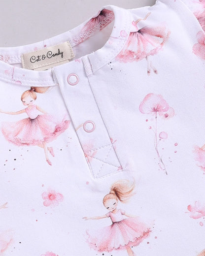 Cot & Candy Baby Pink Frill Bodysuit-Ballerina-Organic Cotton-For Infants
