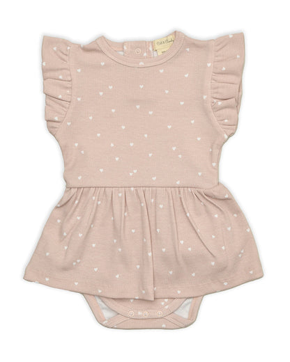 Cot & Candy Baby Pink Frock With Bloomer-Heart-Organic Cotton-For Infants
