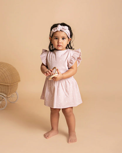Cot & Candy Baby Pink Frock With Bloomer-Heart-Organic Cotton-For Infants