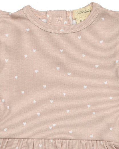 Cot & Candy Baby Pink Frock With Bloomer-Heart-Organic Cotton-For Infants