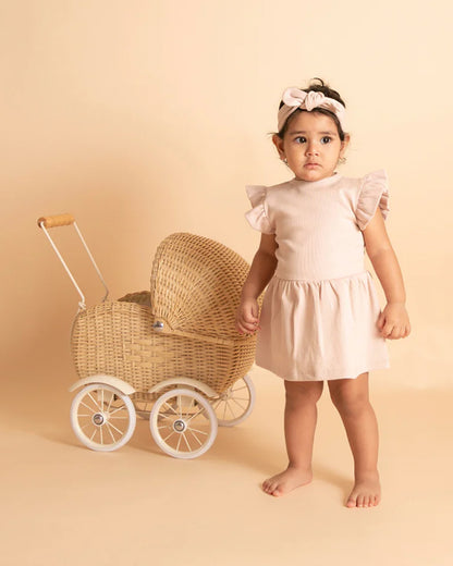 Cot & Candy Baby Pastel Pink Frock With Bloomer-Solid-Organic Cotton-For Infants