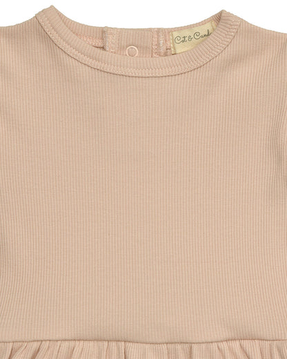 Cot & Candy Baby Pastel Pink Frock With Bloomer-Solid-Organic Cotton-For Infants