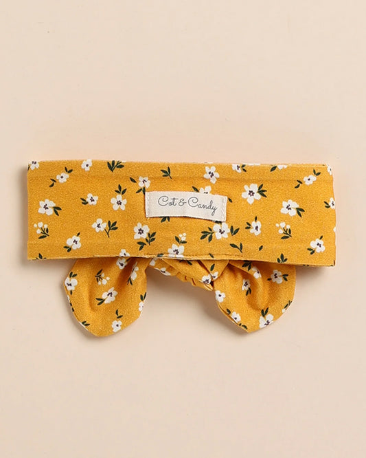 Cot & Candy Baby Mustard Headband-Floral-Organic Cotton-For Infants