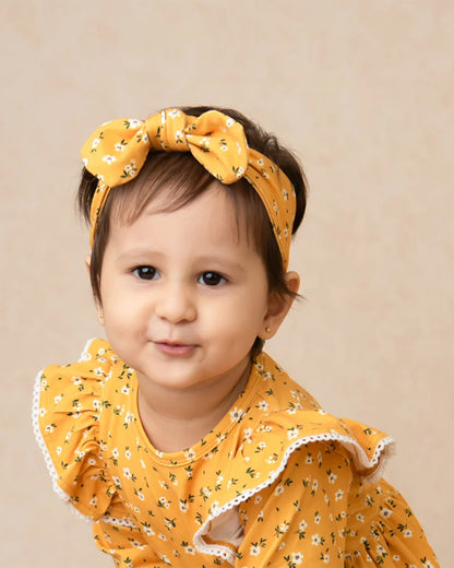 Cot & Candy Baby Mustard Headband-Floral-Organic Cotton-For Infants