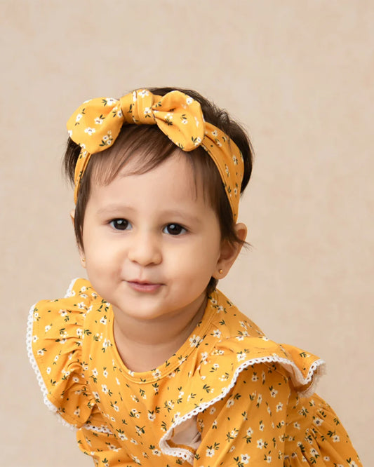 Cot & Candy Baby Mustard Headband-Floral-Organic Cotton-For Infants