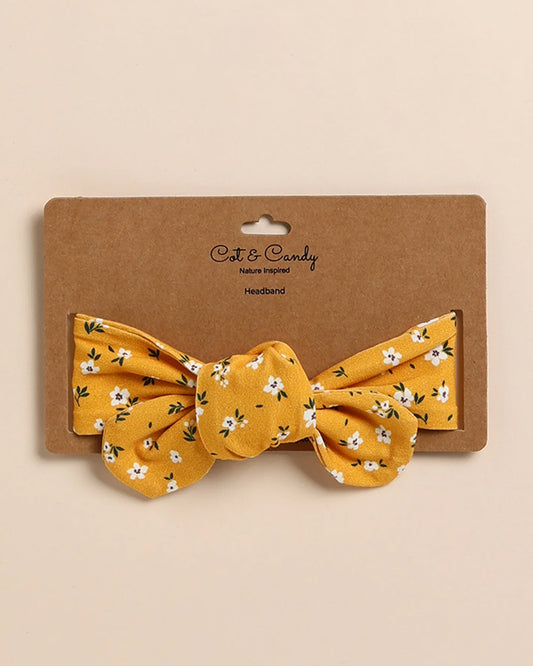 Cot & Candy Baby Mustard Headband-Floral-Organic Cotton-For Infants